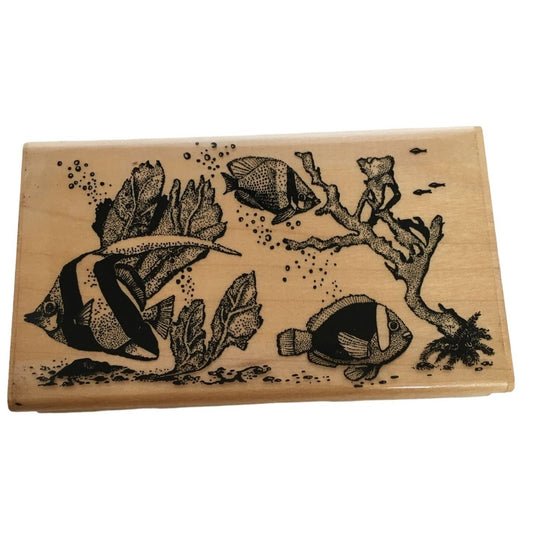 Embossing Arts Co Rubber Stamp Tropical Fish Scene Underwater Season Card Making