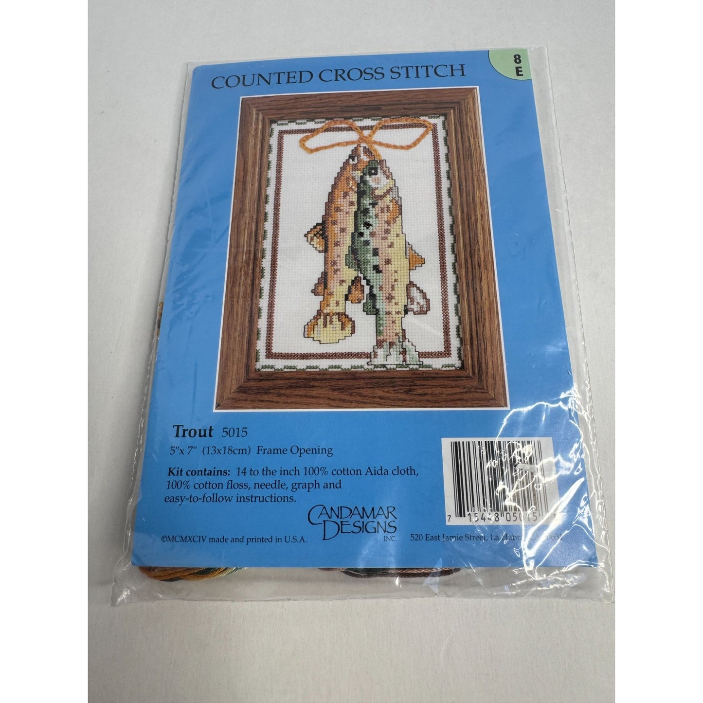 Candamar Designs Counted Cross Stitch Kit Trout Fish Fishing Beginner Project