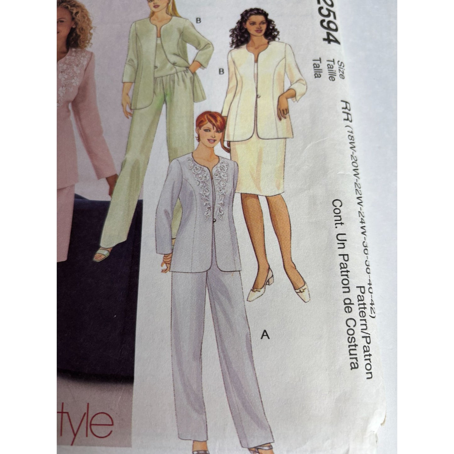 McCalls Sewing Pattern 2594 Jacket Top Pants Skirt Work Wardrobe 18W 20W 22W 24W