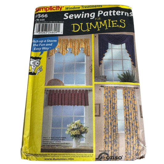 Simplicity Sewing Pattern for Dummies 9566 Window Treatments Curtains Home Decor