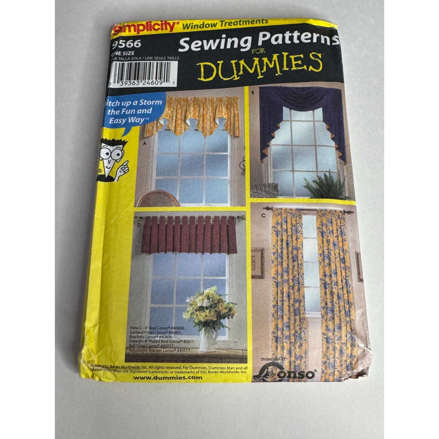 Simplicity Sewing Pattern for Dummies 9566 Window Treatments Curtains Home Decor