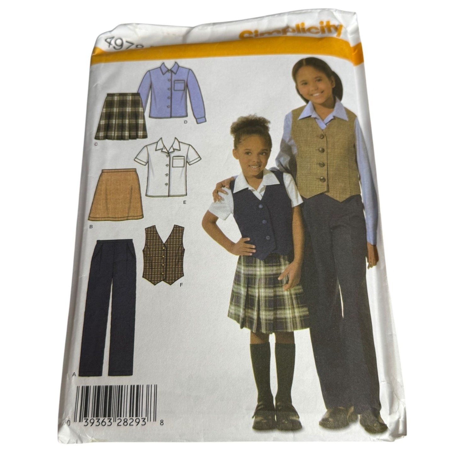 Simplicity Sewing Pattern 4978 Childs School Uniform Pants Skirt Girls 7-14 UC