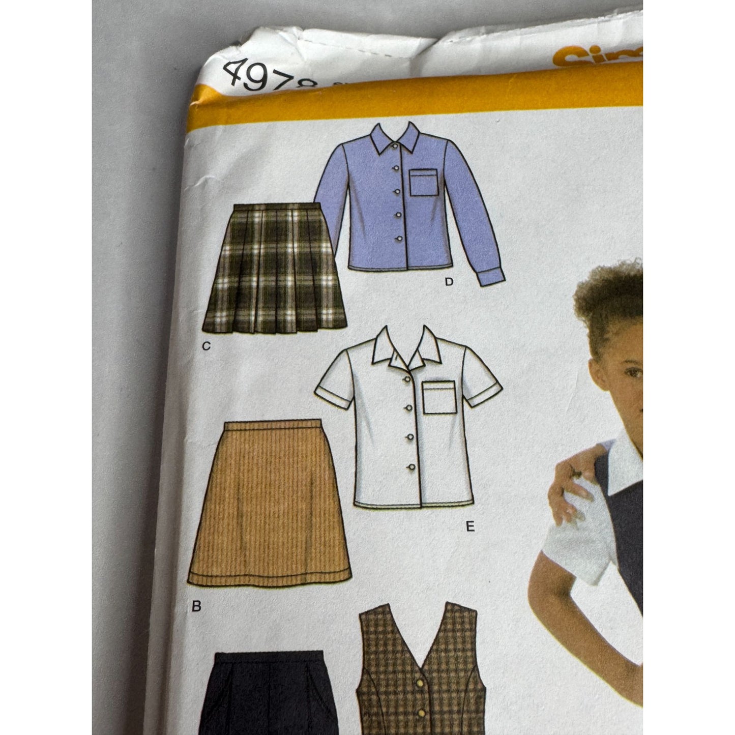 Simplicity Sewing Pattern 4978 Childs School Uniform Pants Skirt Girls 7-14 UC