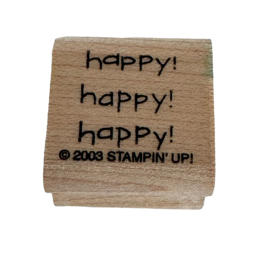 Stampin Up Rubber Stamp Happy Happy Happy Birthday Card Making Words Small Tiny
