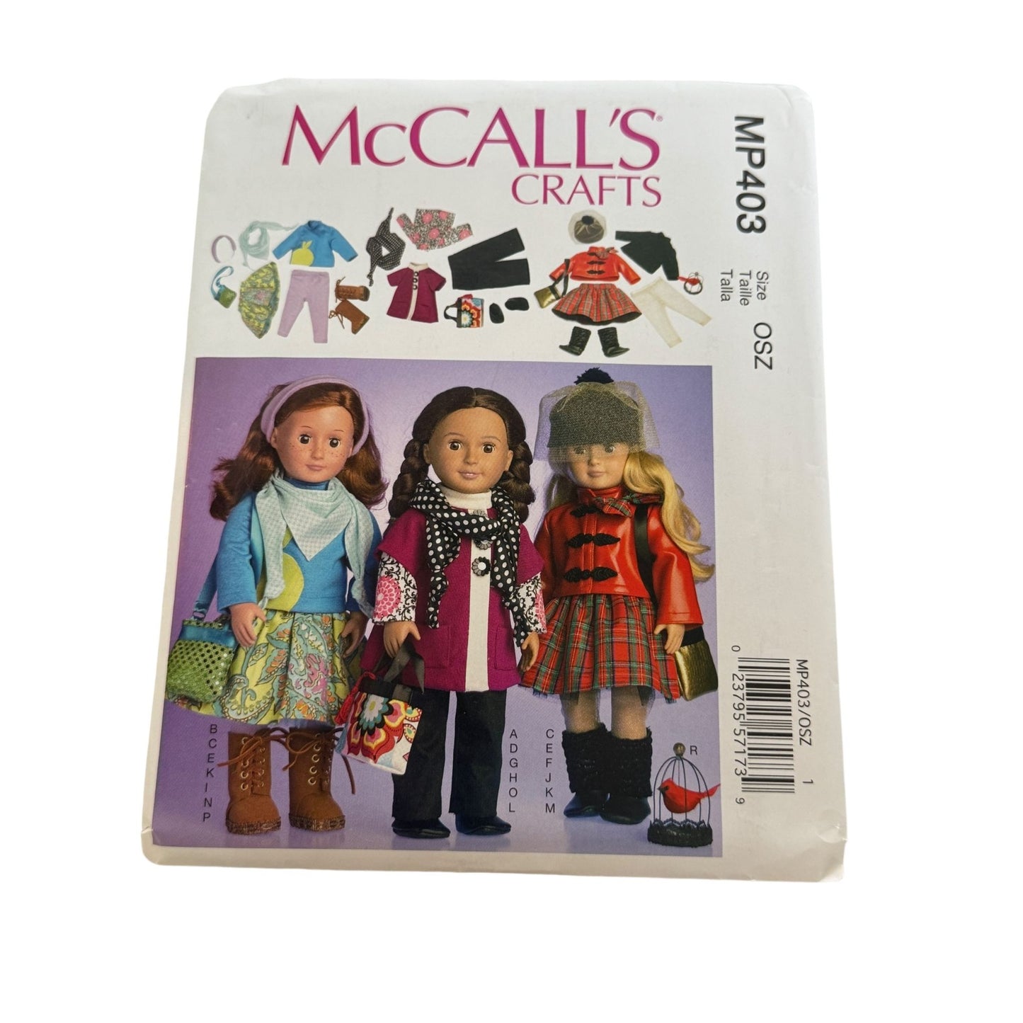 McCalls Crafts Sewing Pattern MP403 18 inch Doll Clothes Outfit Pants Shirt UC