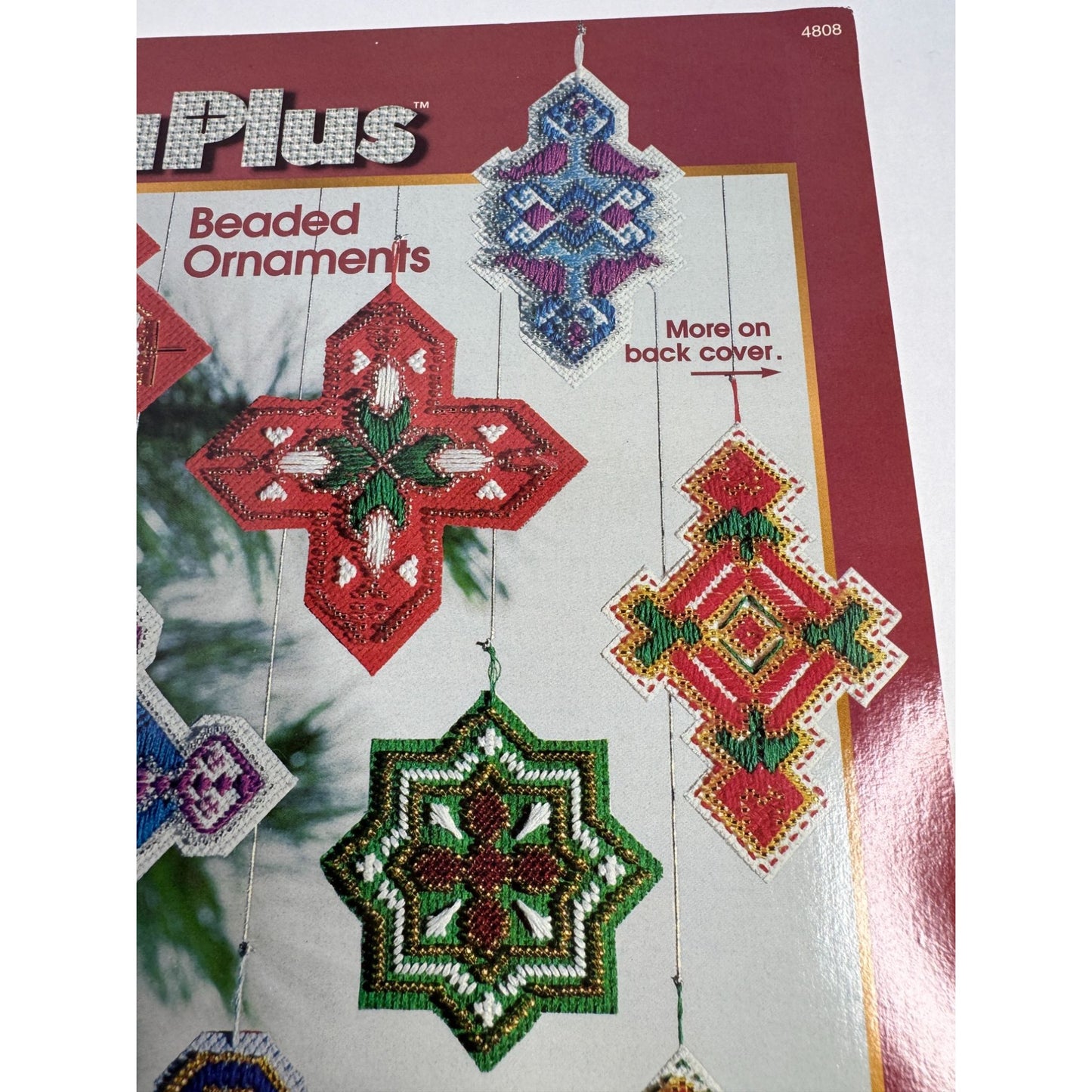 Zweigart Aida Plus Beaded Ornaments Pattern Book Cross Stitch Christmas Holidays