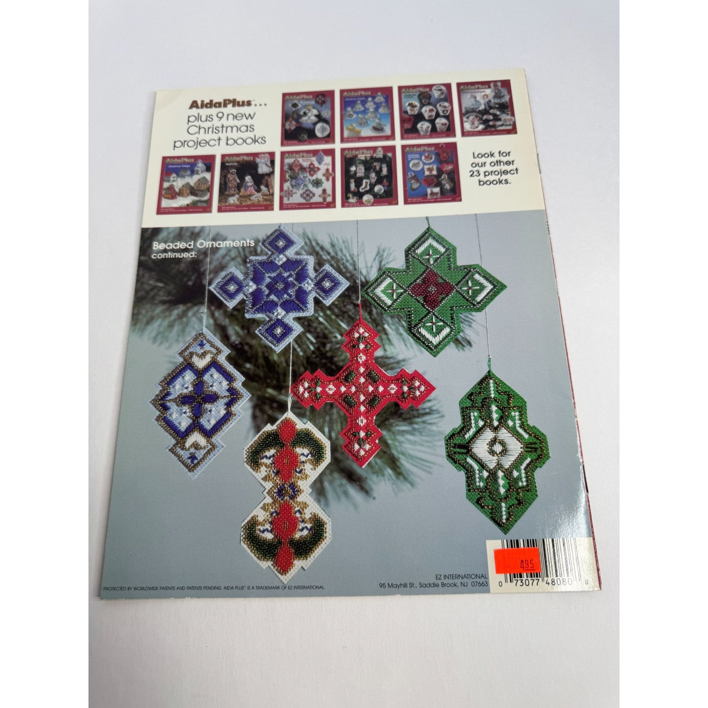 Zweigart Aida Plus Beaded Ornaments Pattern Book Cross Stitch Christmas Holidays