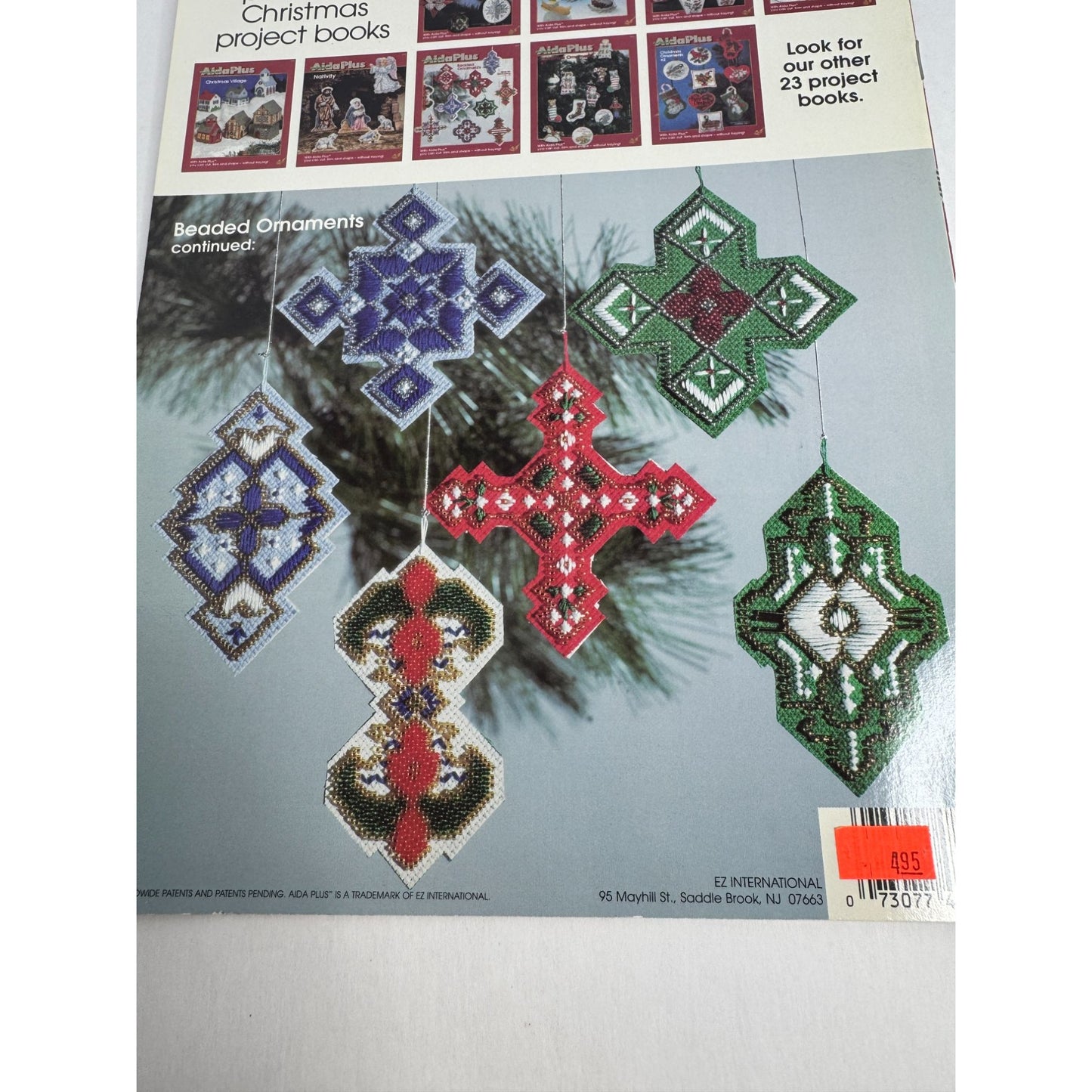 Zweigart Aida Plus Beaded Ornaments Pattern Book Cross Stitch Christmas Holidays