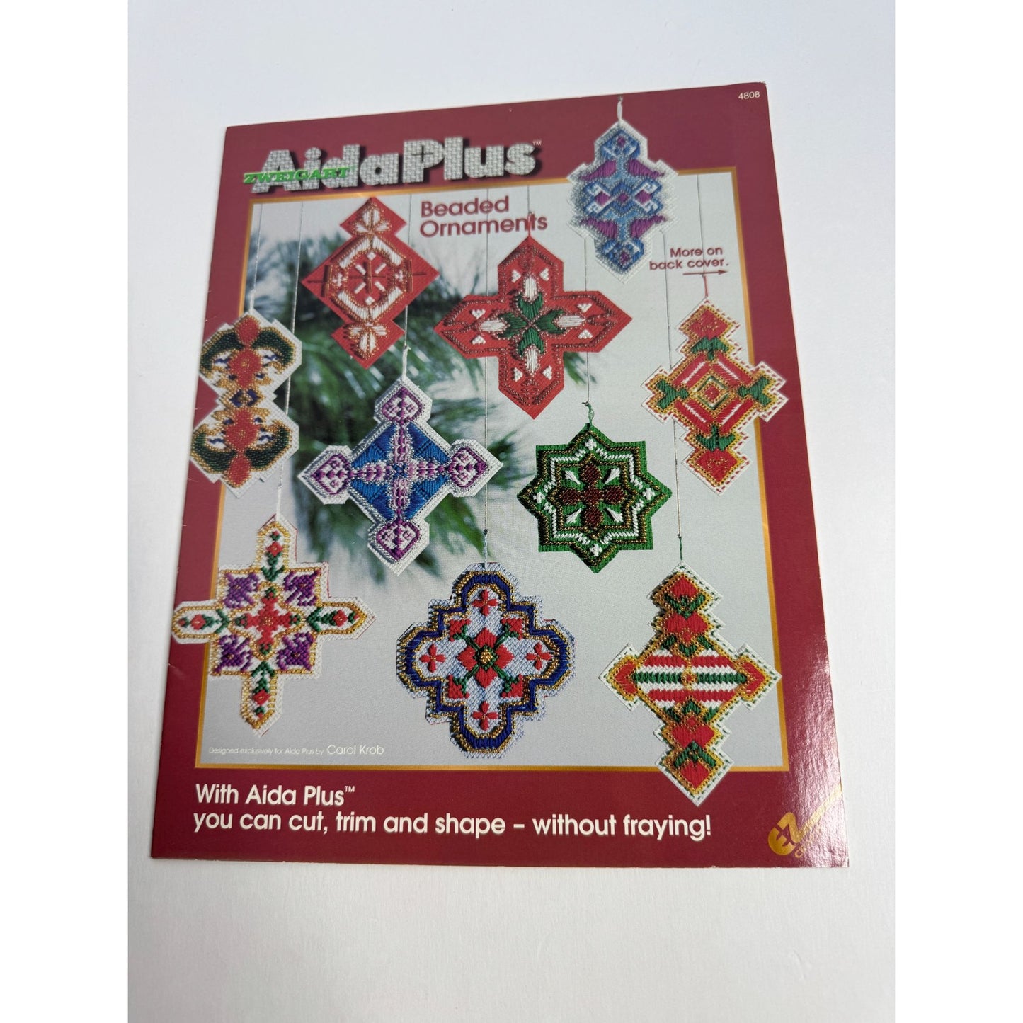 Zweigart Aida Plus Beaded Ornaments Pattern Book Cross Stitch Christmas Holidays