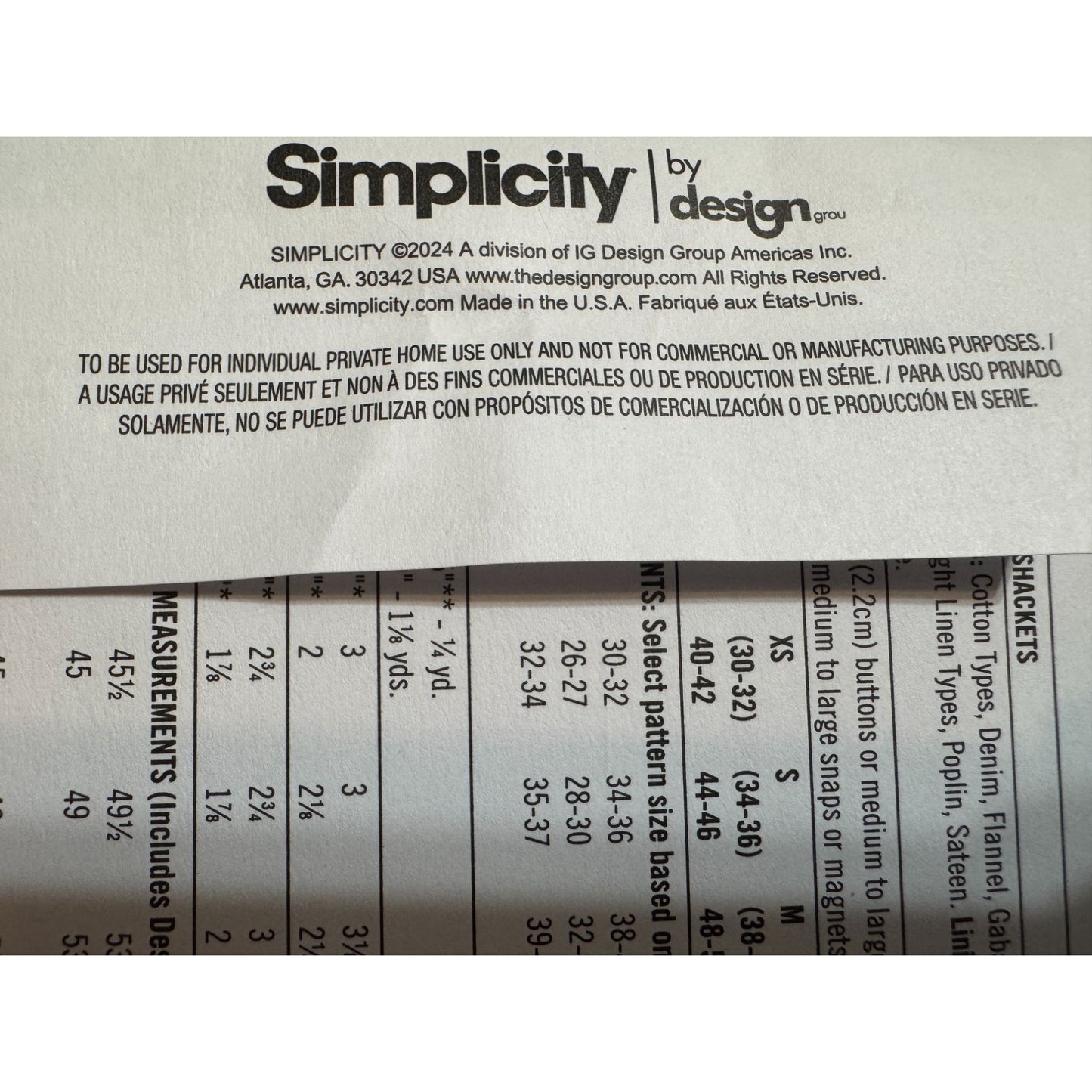 Simplicity Sewing Pattern S3019 Sewn Adaptive Jacket Shacket Mobility Comfort UC