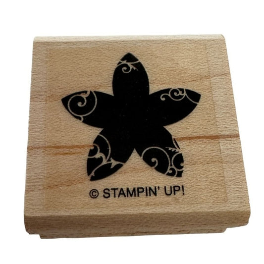 Stampin Up Floral Rubber Stamp Star Shaped Flower 5 Petal Hawaiian Card Making