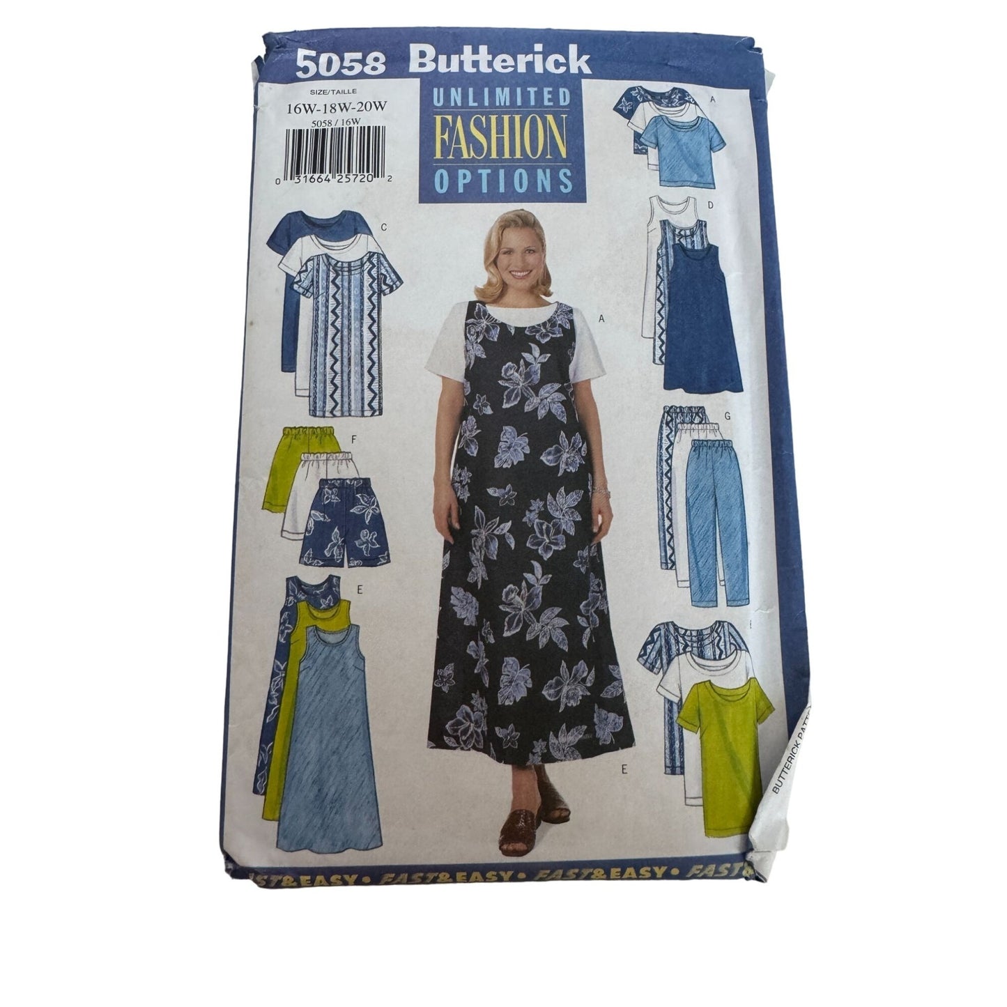 Butterick Sewing Pattern 5058 Capsule Wardrobe Dress Shirt Jumper 16W 18W 20W UC