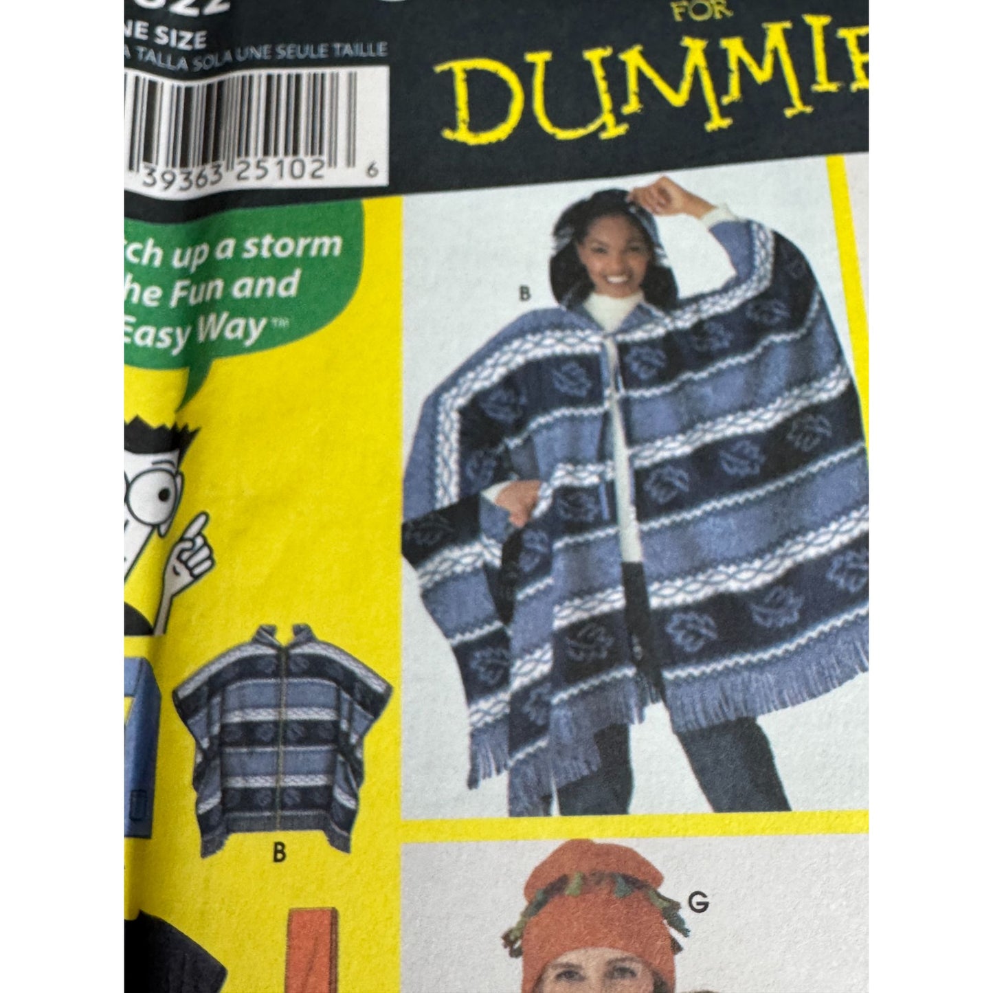 Simplicity Sewing Pattern For Dummies 9822 Fleece Accessories Scarf Poncho Bag