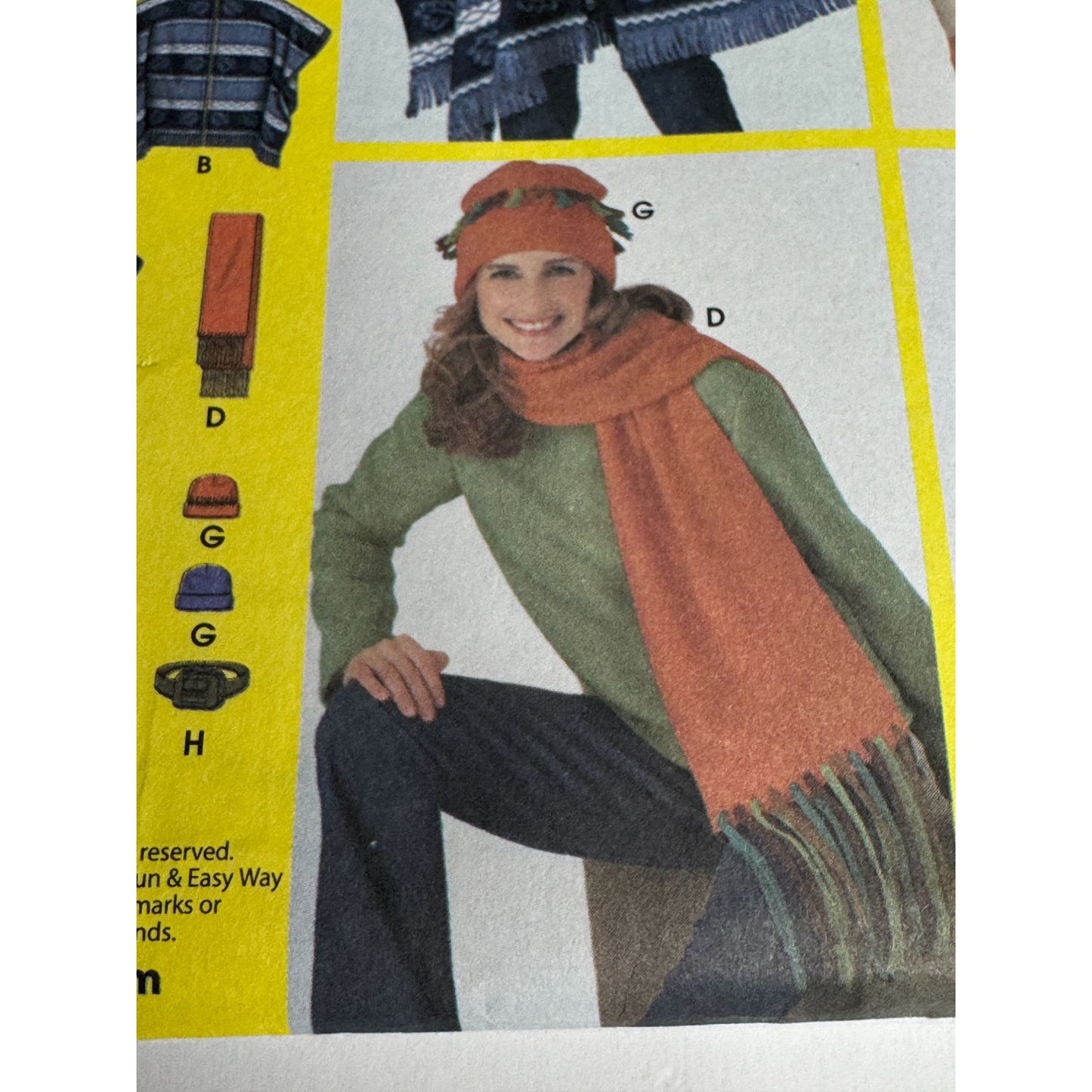 Simplicity Sewing Pattern For Dummies 9822 Fleece Accessories Scarf Poncho Bag