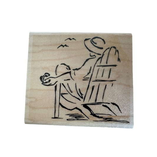 Stampin Up Rubber Stamp Relaxing Beach Scene Chair Seaside Sketches Vacation