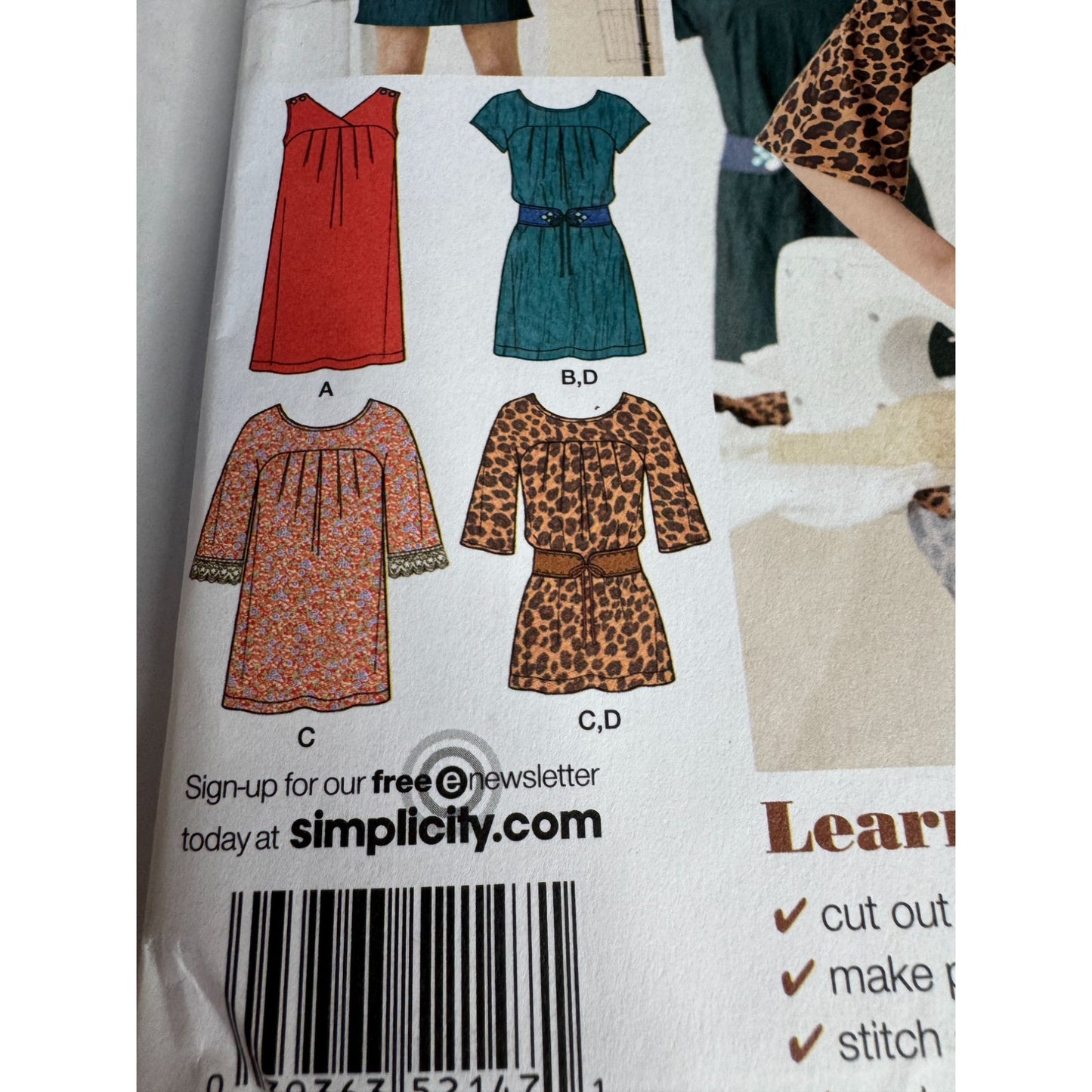 Simplicity Sewing Pattern 2147 Mini Dress Shirt Learn to Sew Summer Size 6-18 UC