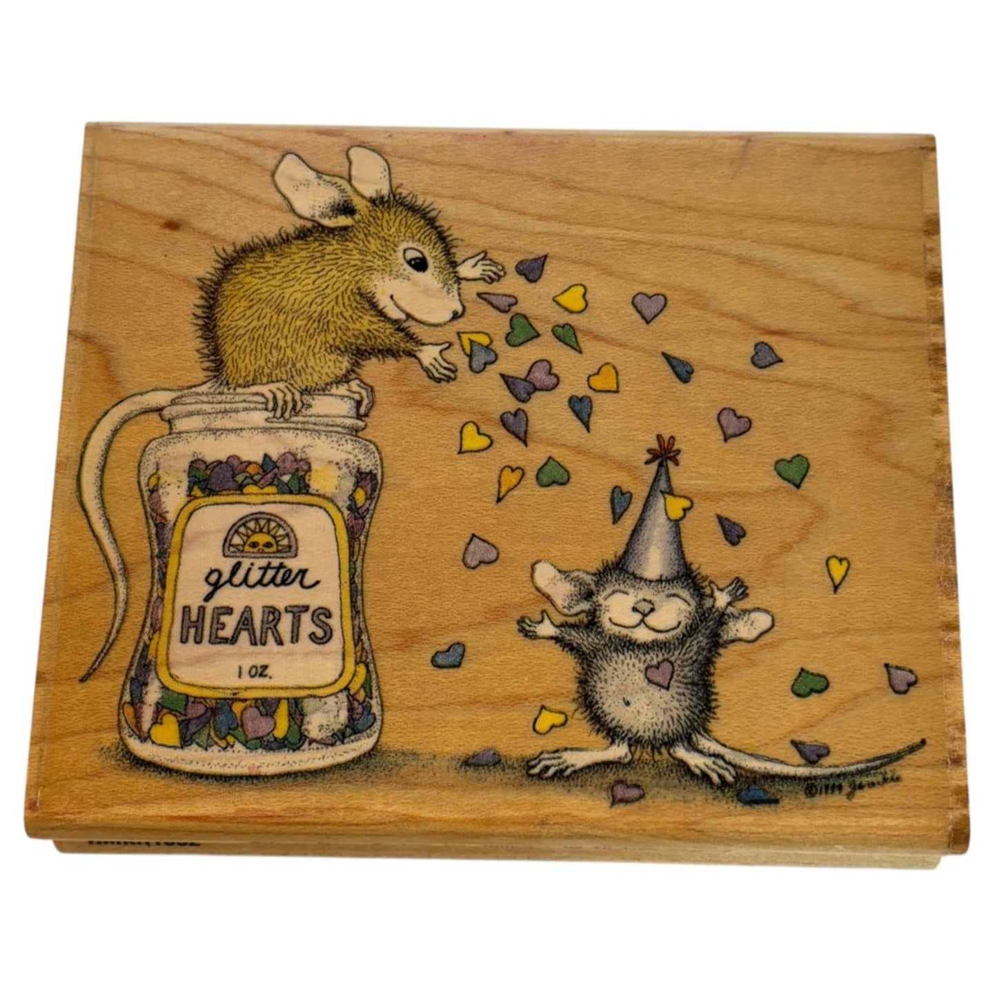 House Mouse Rubber Stamp Glitter Hearts Birthday Confetti Hearts Stampabilties