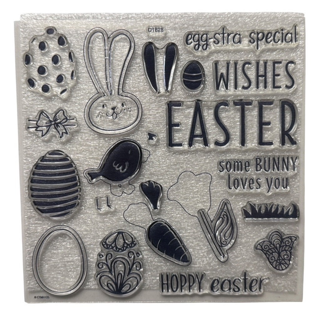 CTMH My Acrylix Stamps Set Eggstra Special Easter Bunny Puns Spring Funny Eggs