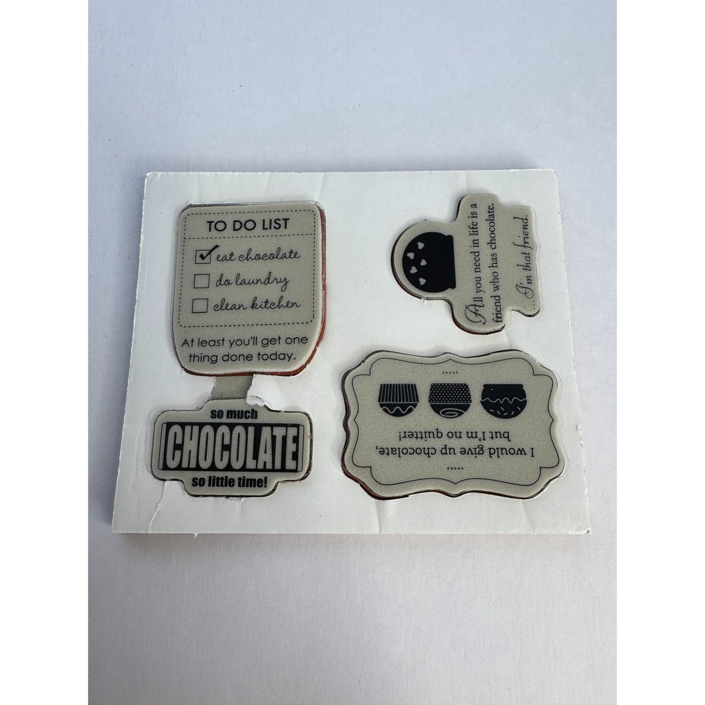 Stampin Up Rubber Stamp Set Eat Chocolate Funny Humor Friend Card Making Words