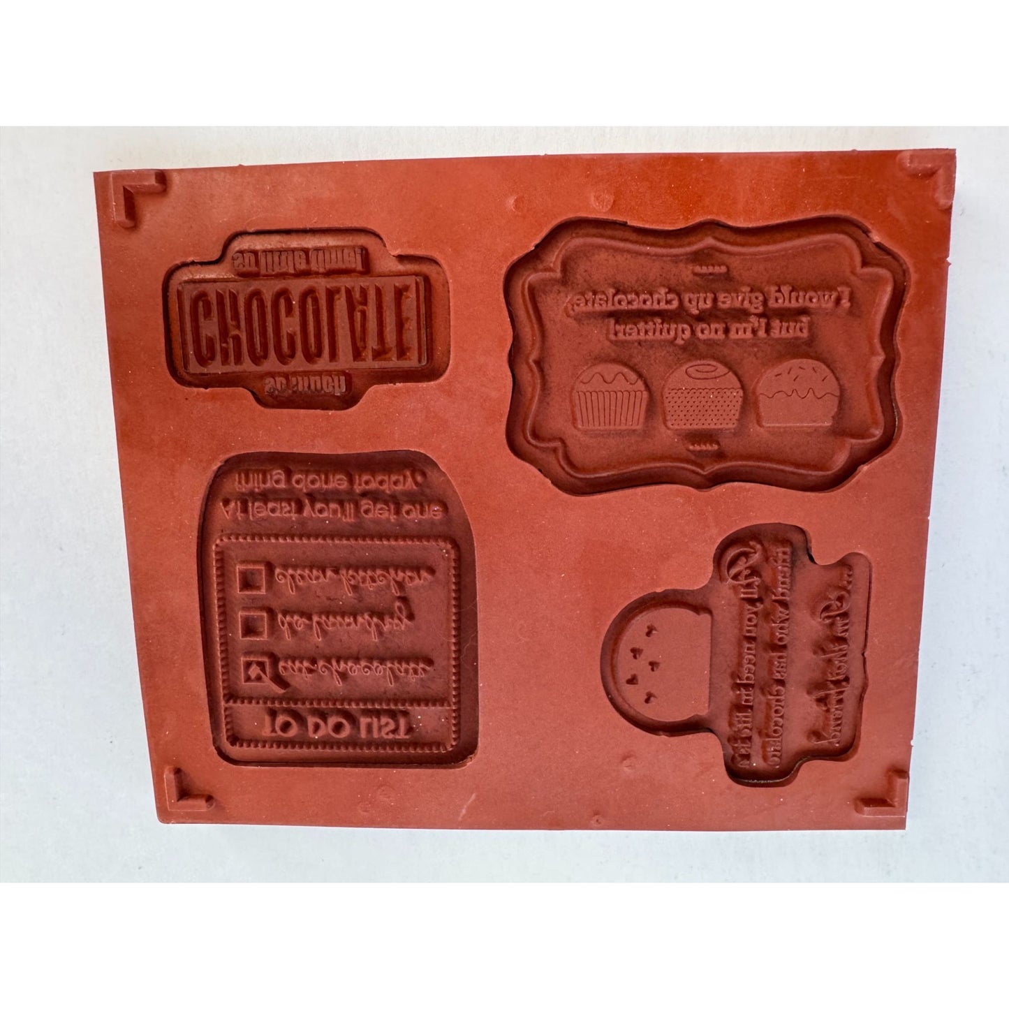 Stampin Up Rubber Stamp Set Eat Chocolate Funny Humor Friend Card Making Words