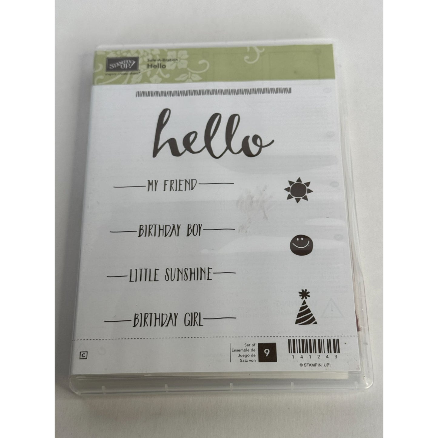 Stampin Up Rubber Stamp Set Hello My Friend Birthday Boy Girl Card Making Words