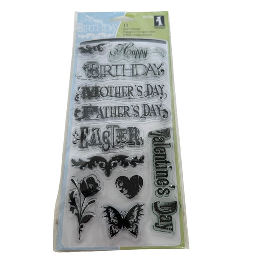 Inkadinkado Clear Stamps Happy Birthday Mothers Day Fathers Day Easter Words