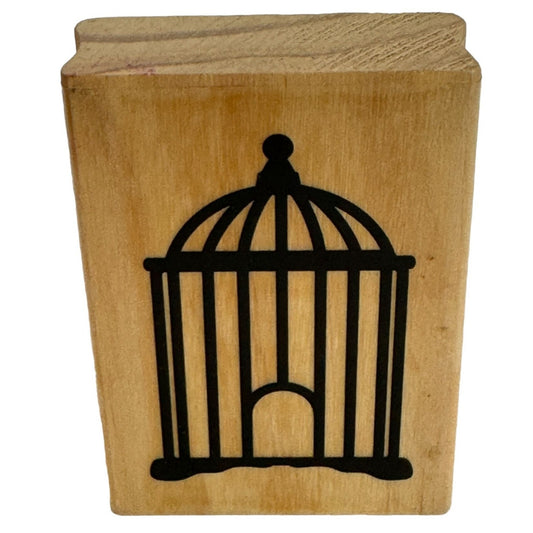 Birdcage Design Wood Mounted Rubber Stamp Birdcage Card Making Crafting