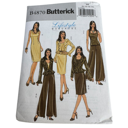 Butterick Sewing Pattern B4870 Lifestyle Wardrobe Easy Jacket Dress Pants 8-14