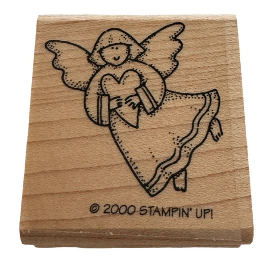 Stampin Up Rubber Stamp Christmas Angel with Heart Holiday Gift Tag Card Making