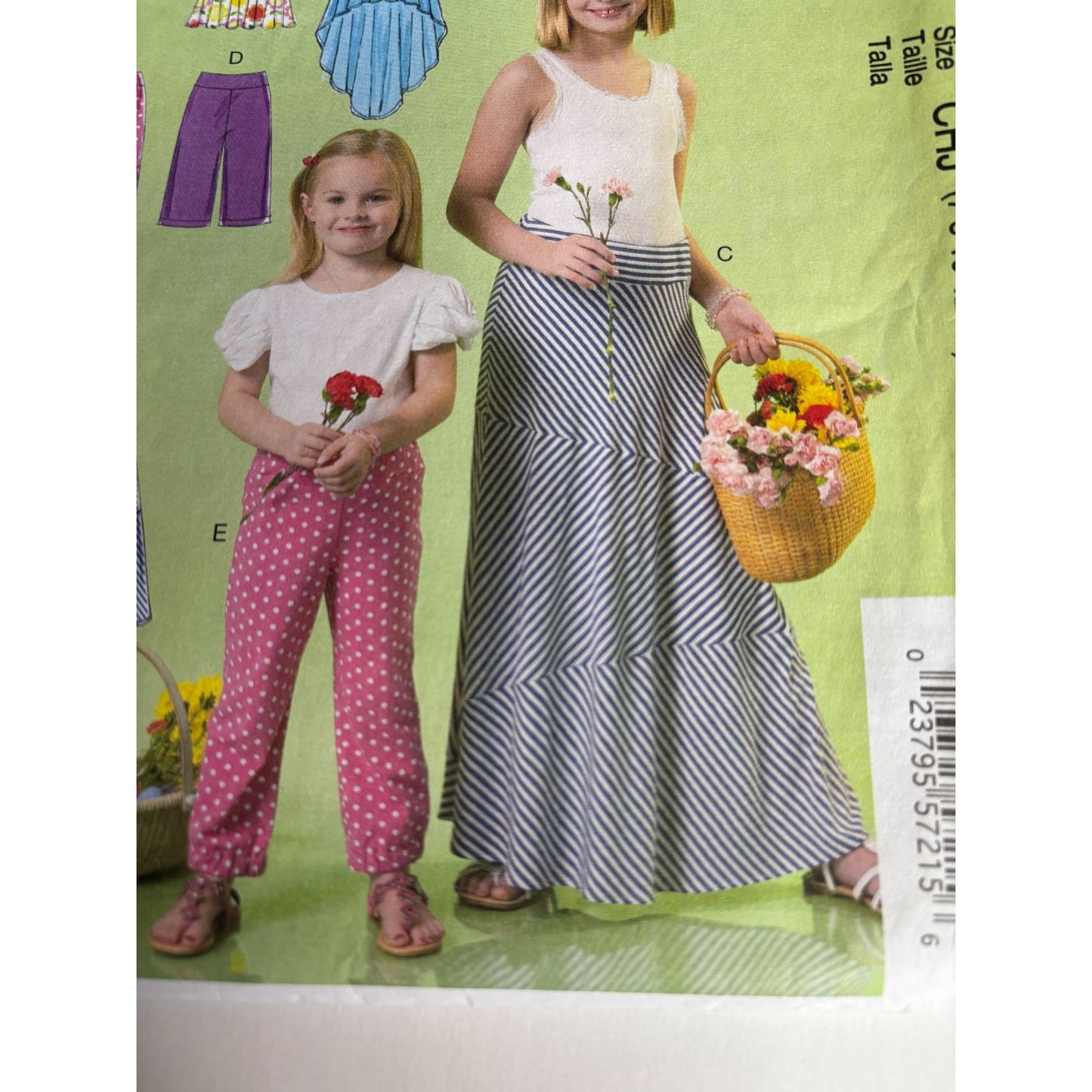 McCalls Sewing Pattern M7113 Girls Skirt Wide Leg Pants 7 8 10 12 14 Easy Uncut