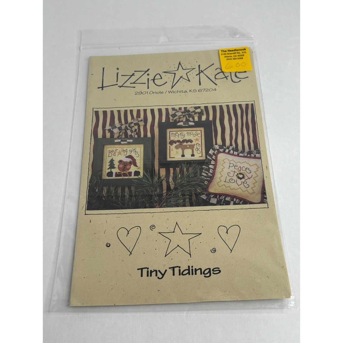 Lizzie Kate Cross Stitch Pattern Tiny Tidings Christmas Moose Bear Pun Funny 024