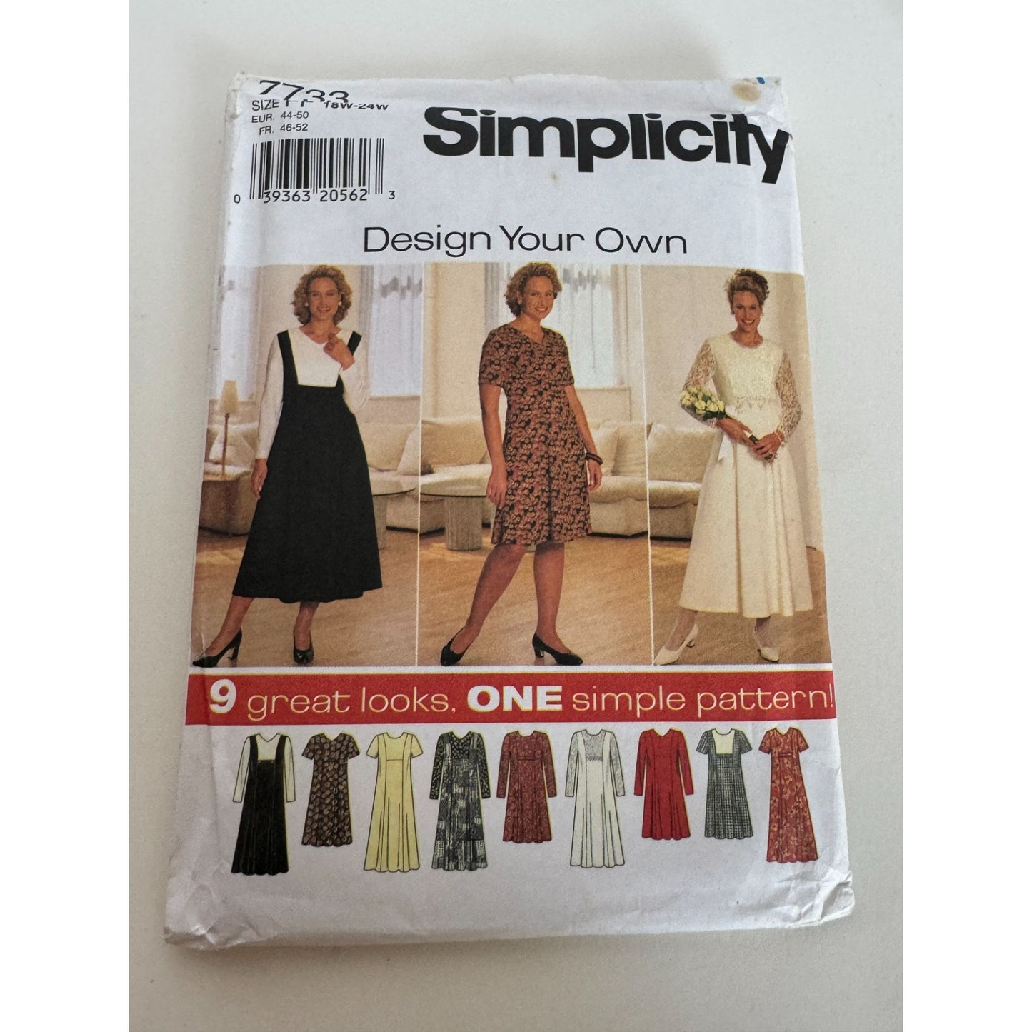 Simplicity Sewing Pattern 7733 Women's Dress 20W 22W 24W Design Your Own Uncut