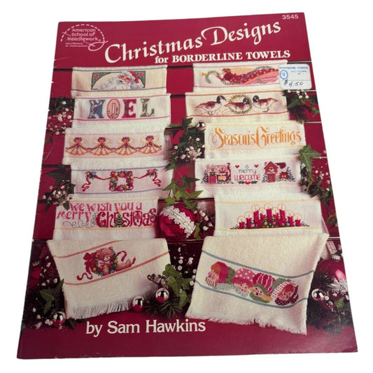 American School Of Needlework Christmas Designs For Borderline Towels Santa Noel