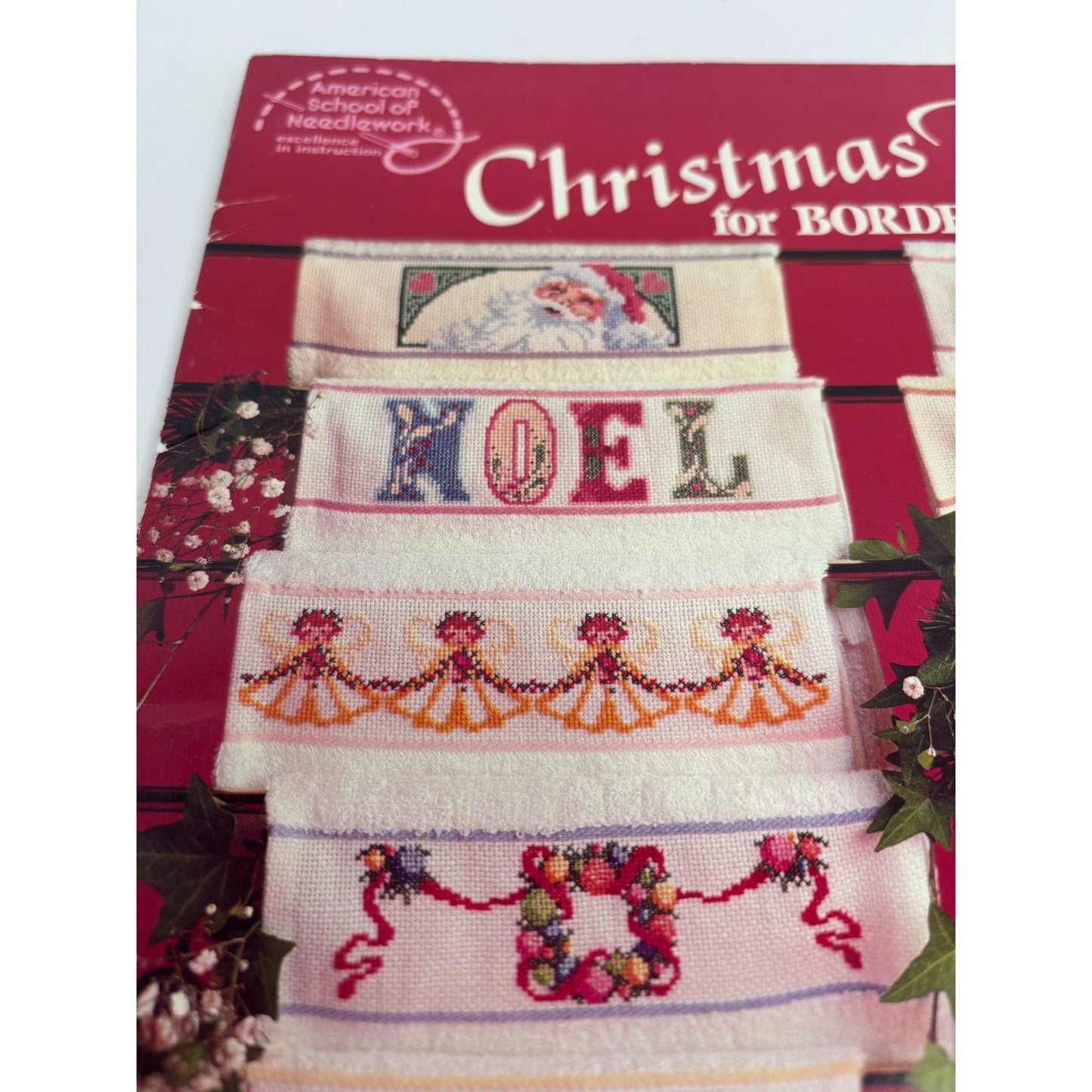 American School Of Needlework Christmas Designs For Borderline Towels Santa Noel