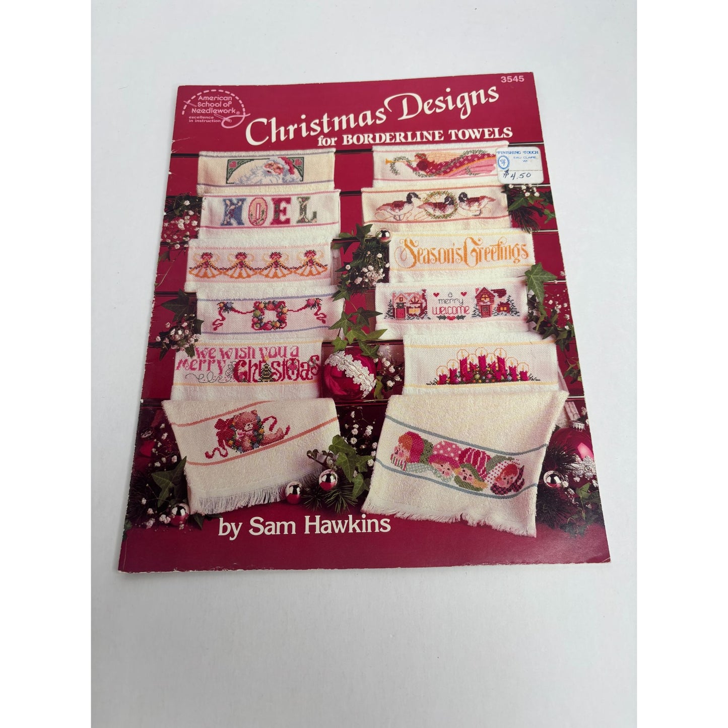 American School Of Needlework Christmas Designs For Borderline Towels Santa Noel