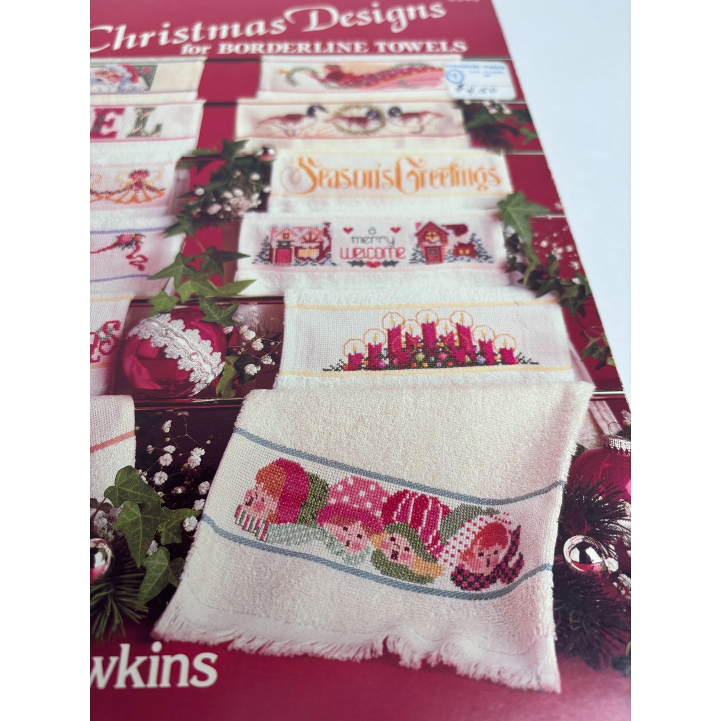 American School Of Needlework Christmas Designs For Borderline Towels Santa Noel