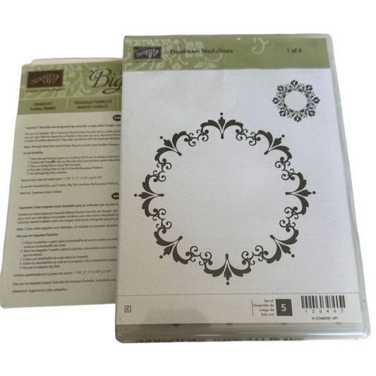 Stampin Up Cling Stamp Daydream Medallions Set 1 & 2 Framelits Dies Floral Frame