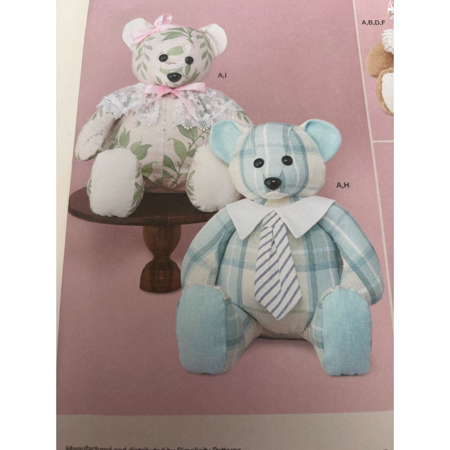 Simplicity Sewing Pattern S9771 Laura Ashley Plush Teddy Bear Clothes Easy Uncut