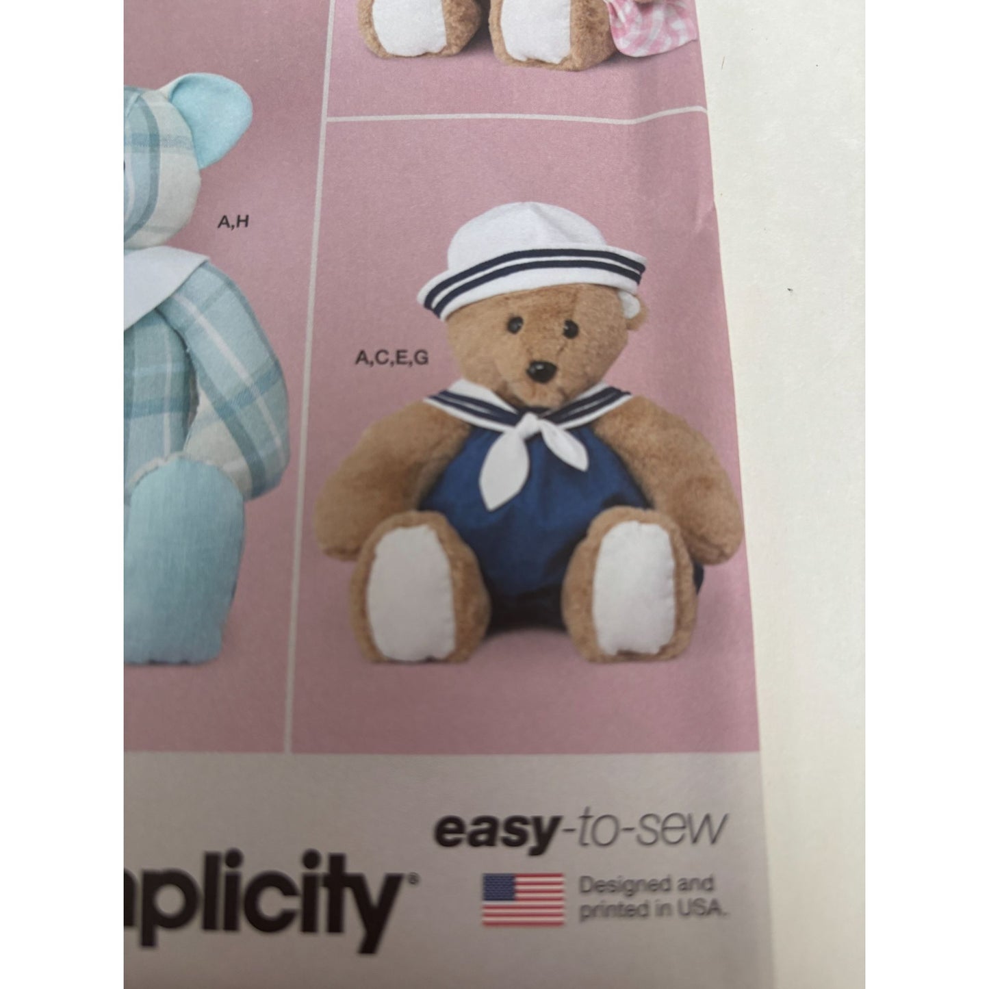 Simplicity Sewing Pattern S9771 Laura Ashley Plush Teddy Bear Clothes Easy Uncut