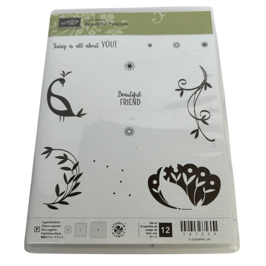 Stampin Up Acrylic Stamp Set Beautiful Peacock Feather Swirl Today is about You