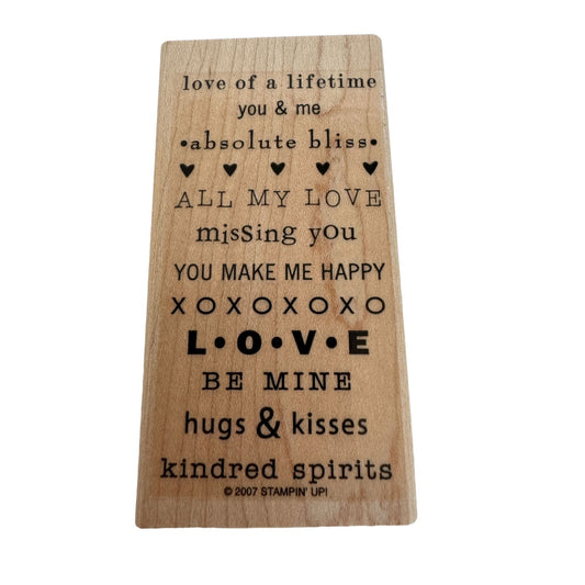 Stampin Up Rubber Stamp Missing You All My Love Be Mine Kindred Spirits