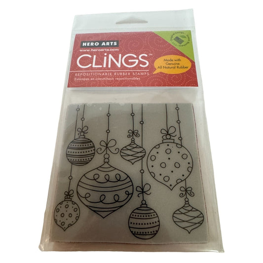 Hero Arts Clings Repositionable Rubber Stamp Hanging Christmas Ornaments Holiday