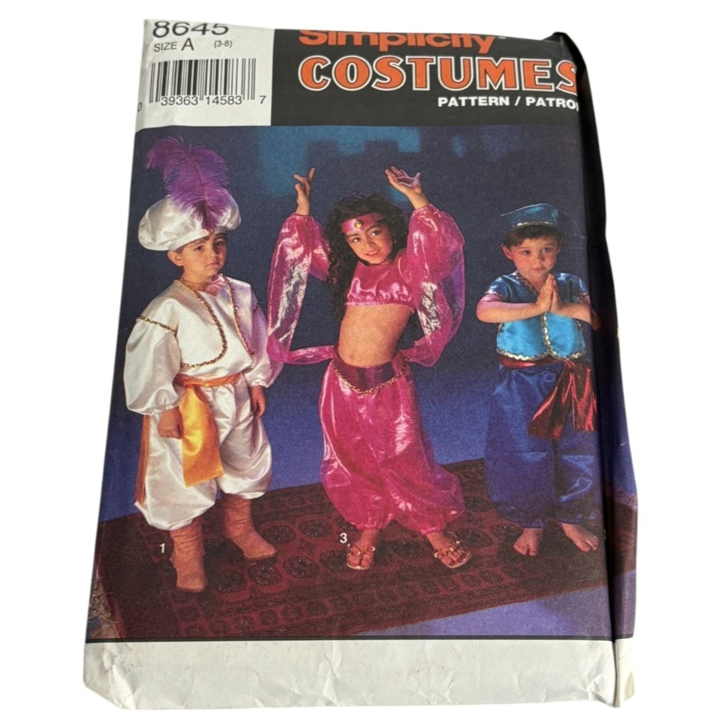 Simplicity Costumes Sewing Pattern 8645 Arabian Nights Outfits Kids Halloween UC