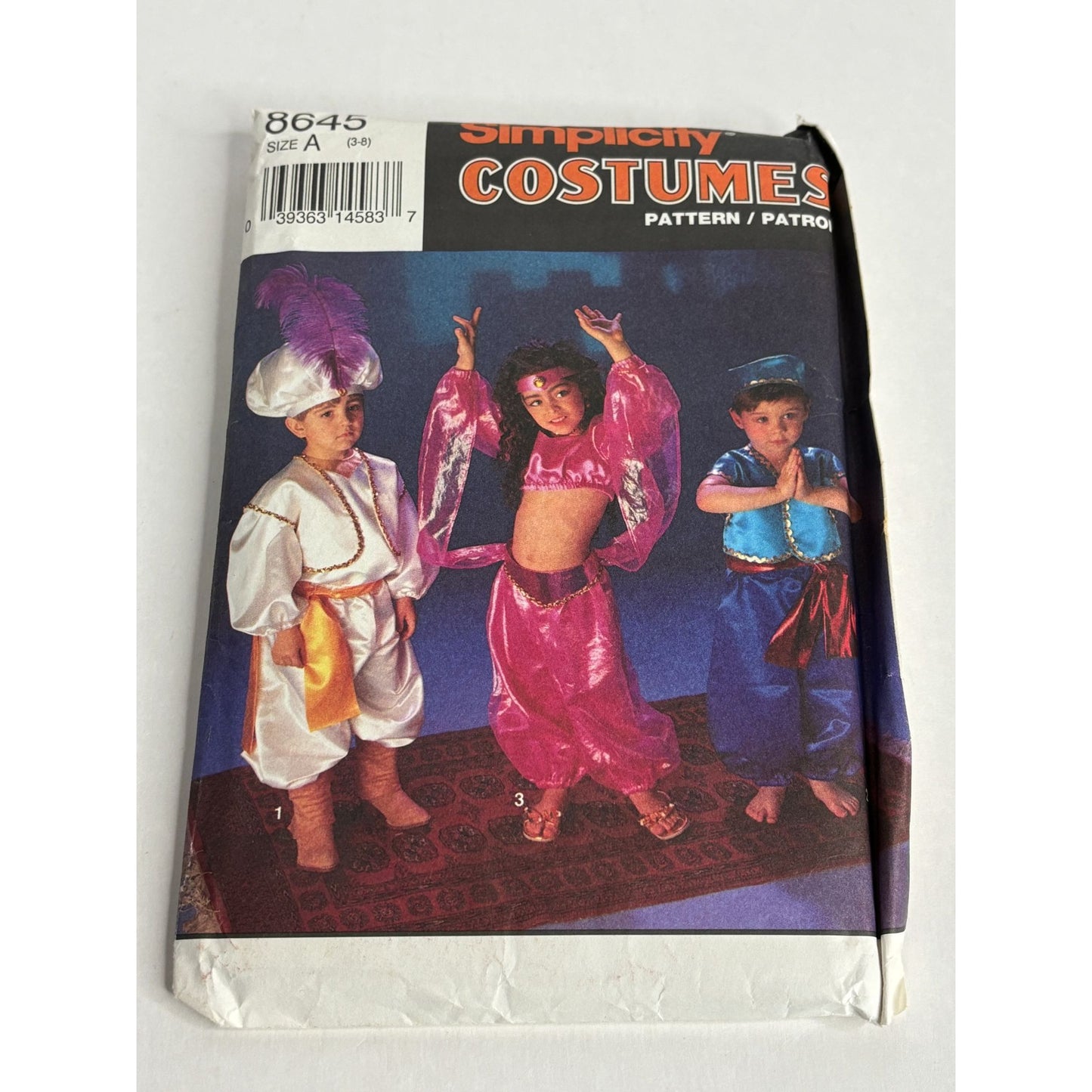 Simplicity Costumes Sewing Pattern 8645 Arabian Nights Outfits Kids Halloween UC