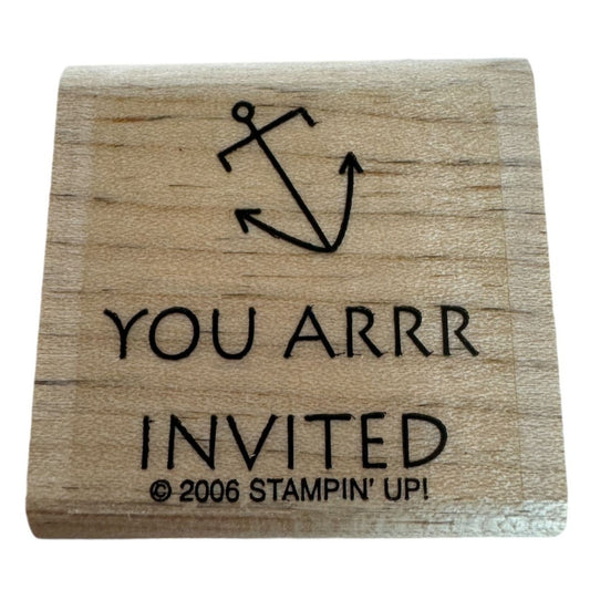 Stampin Up Rubber Stamp You Are Invited Pun Pirate Party Invitation Card Making