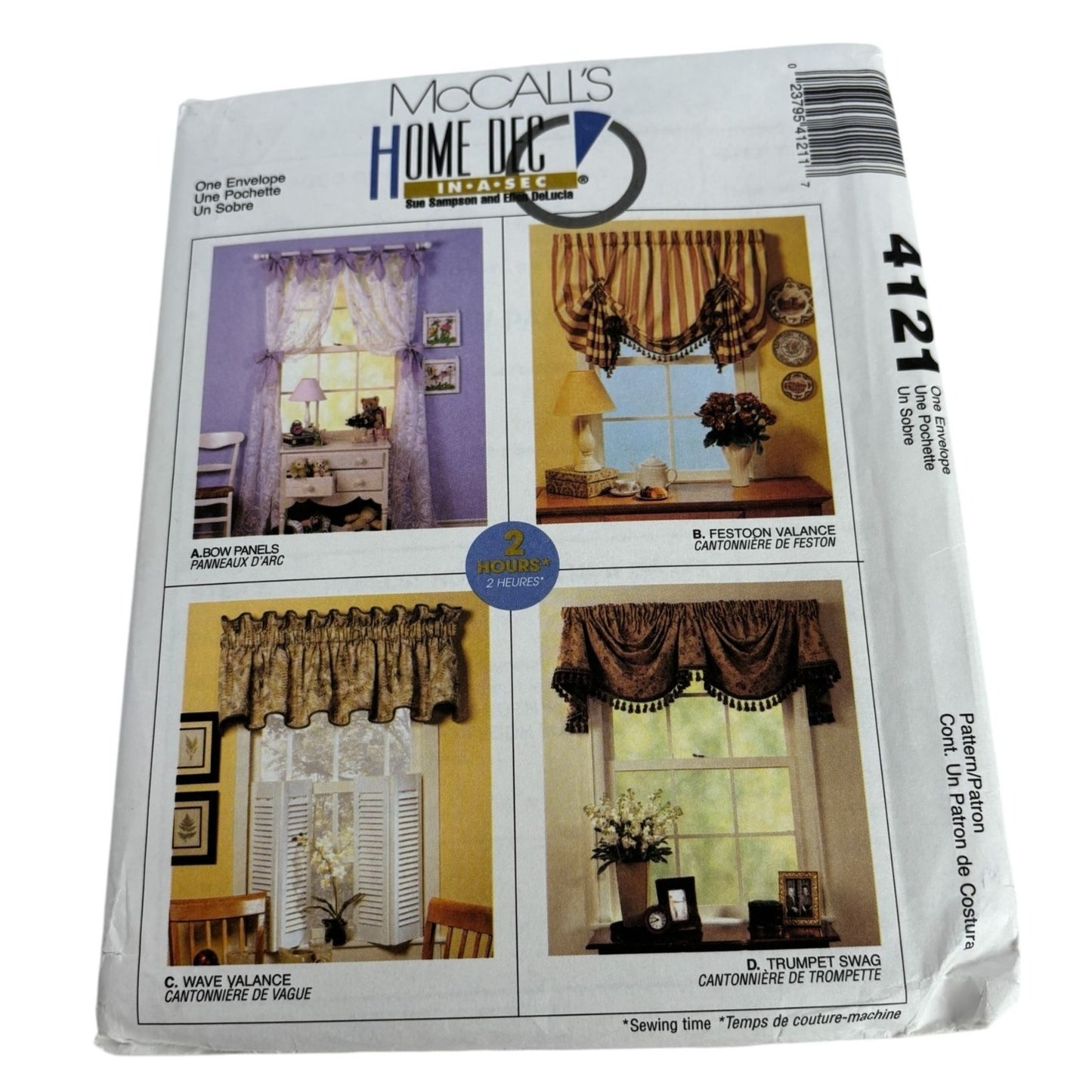 McCalls Sewing Pattern 4121 Home Dec in a Sec Window Valance Curtains Decor UC