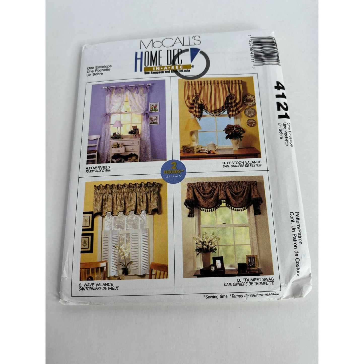 McCalls Sewing Pattern 4121 Home Dec in a Sec Window Valance Curtains Decor UC