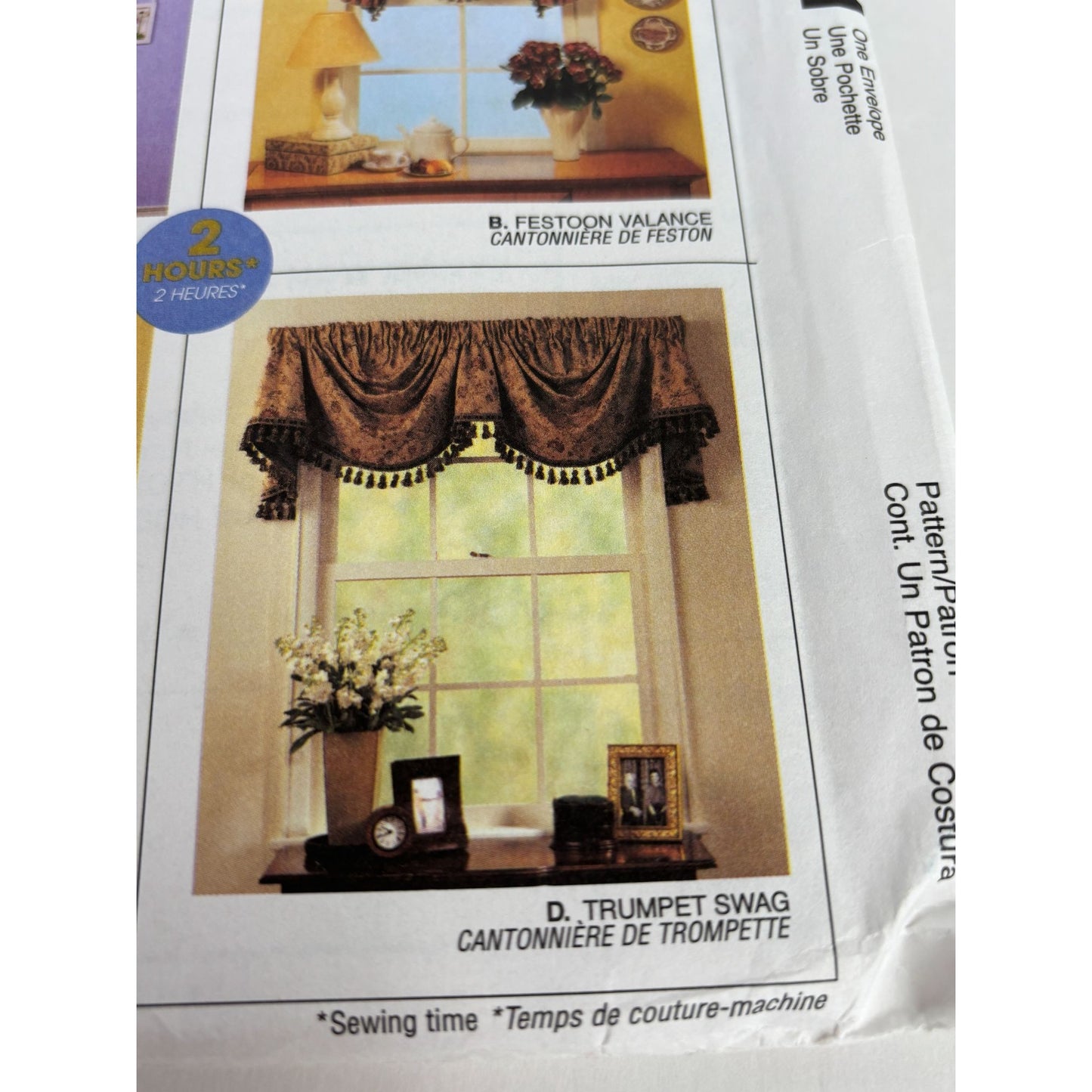 McCalls Sewing Pattern 4121 Home Dec in a Sec Window Valance Curtains Decor UC