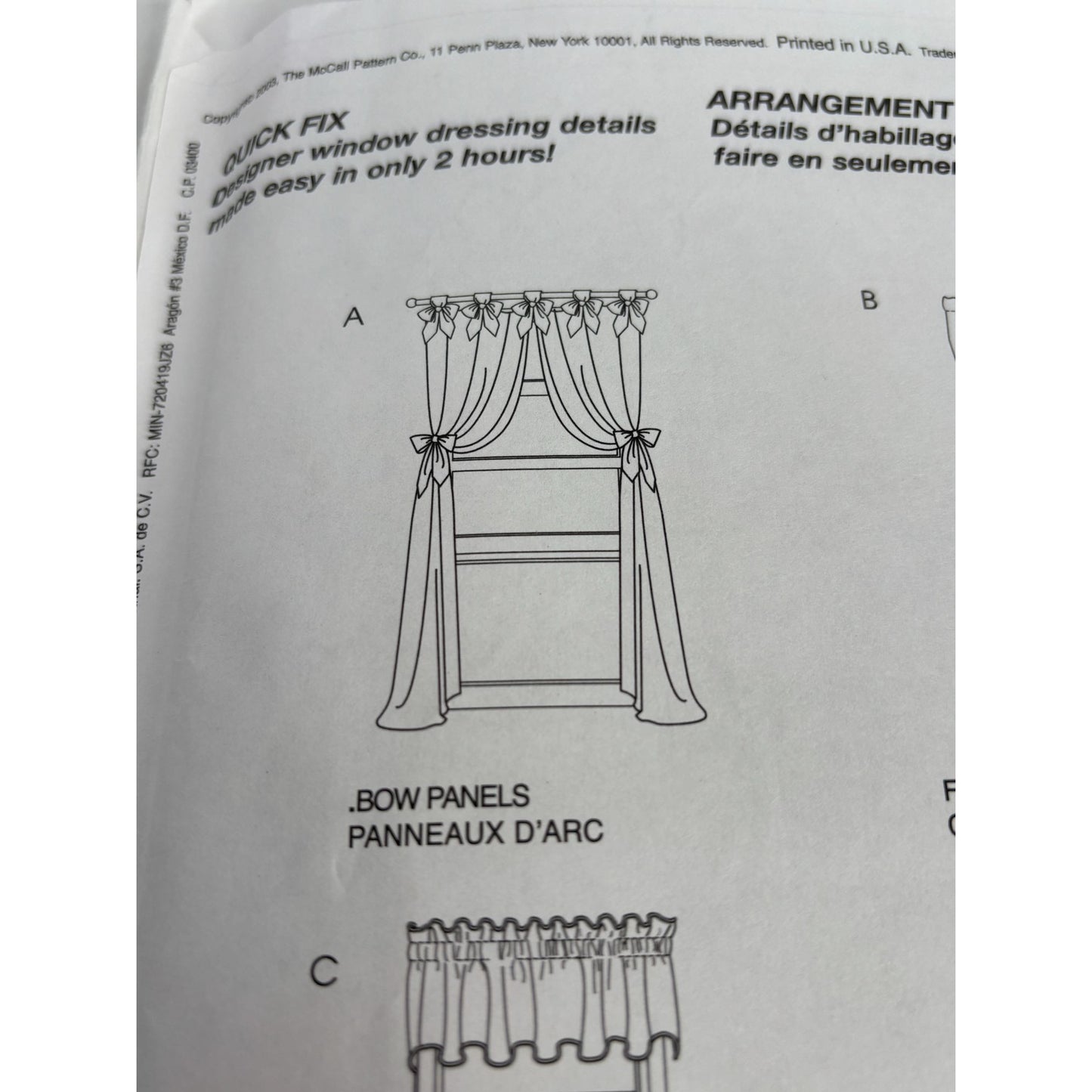 McCalls Sewing Pattern 4121 Home Dec in a Sec Window Valance Curtains Decor UC