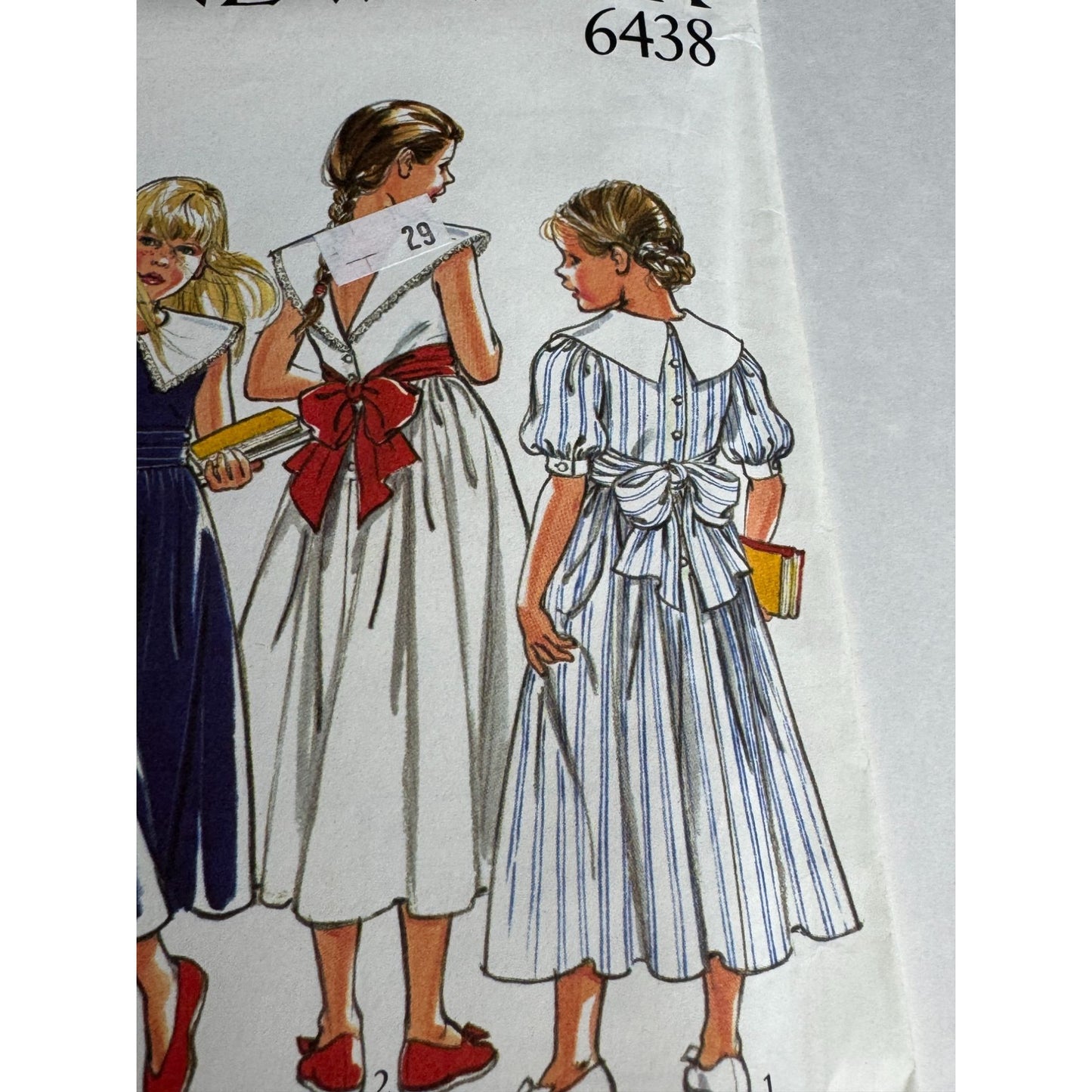 New Look Sewing Pattern 6438 Girls Dress Pattern With Collar Bow Details UC 4-12